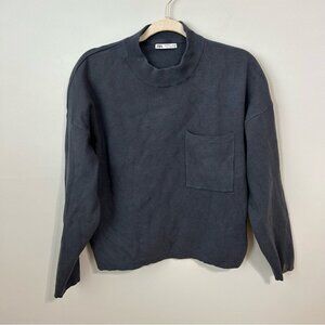 Zara Charcoal Black Oversized Long Sleeve Cowl Neck Sweater Women’s Size Large